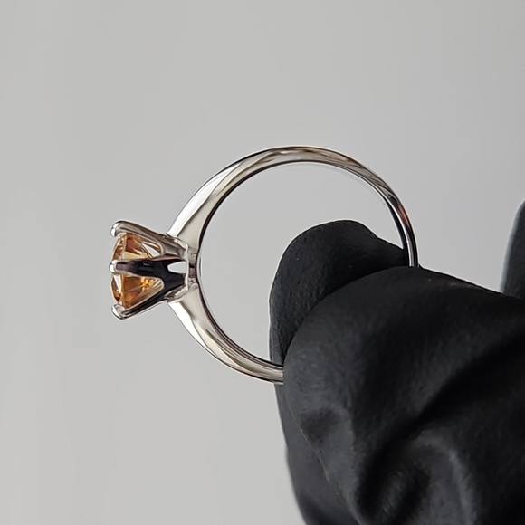 1ct Champagne Moissanite Solitaire Ring